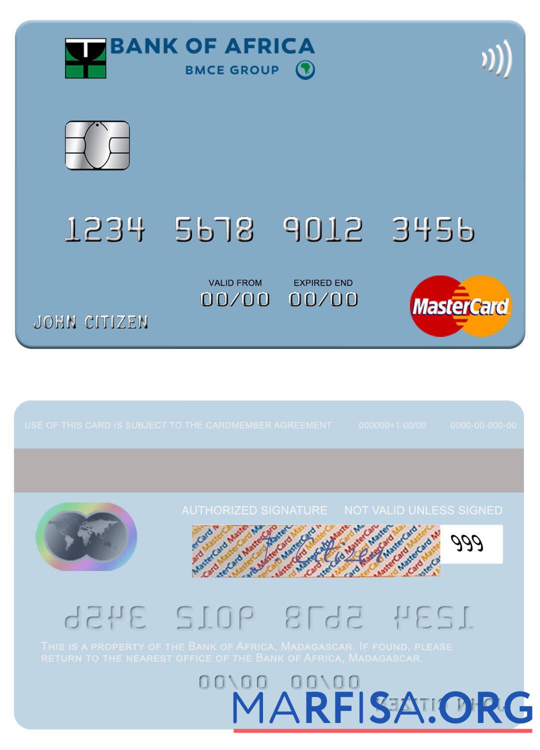 Downloadable Madagascar Bank of Africa mastercard real example